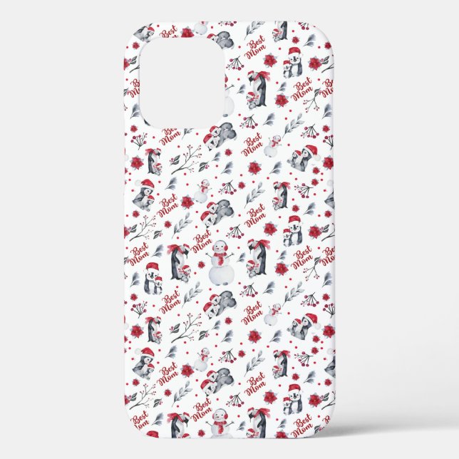 Best Mom Penguin Christmas pattern Case-Mate iPhone Case (Back)