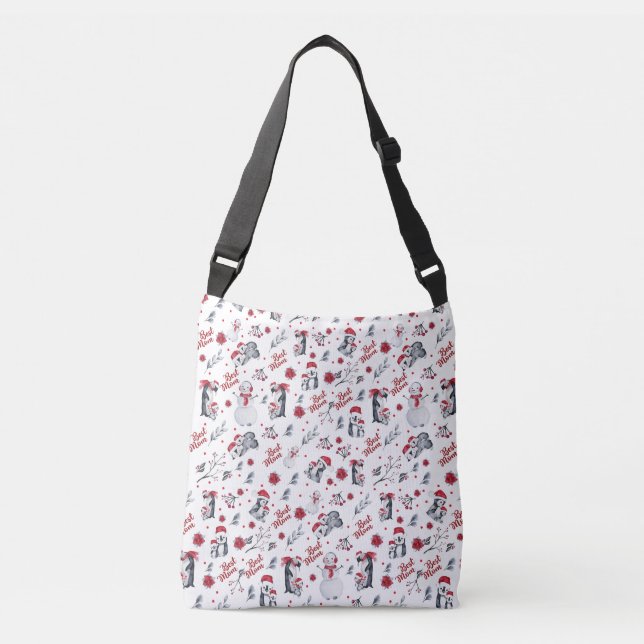 Best Mom Penguin Christmas pattern Crossbody Bag (Front)