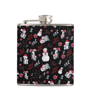 Best Mom Penguin Christmas pattern Flask