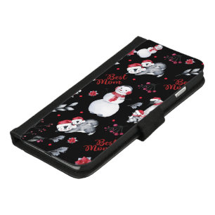 Best Mom Penguin Christmas pattern iPhone 8/7 Plus Wallet Case