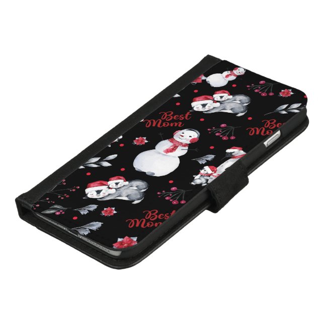 Best Mom Penguin Christmas pattern iPhone Wallet Case (Bottom)