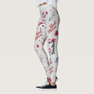 Best Mom Penguin Christmas pattern Leggings