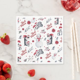 Best Mom Penguin Christmas pattern