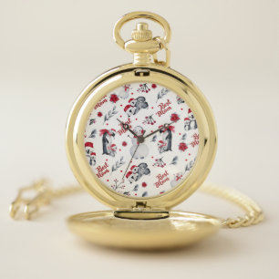 Best Mom Penguin Christmas pattern Pocket Watch