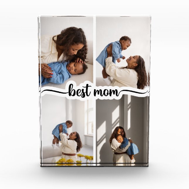 Best Mom Personalized 4 Photo Collage Block (Front)