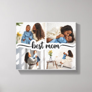 Best Mom Personalized 4 Photo Collage Canvas Print