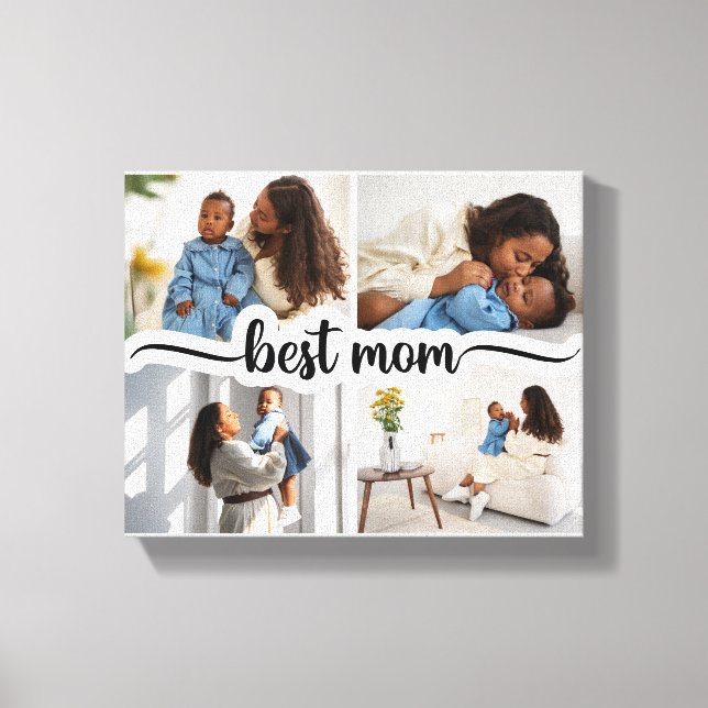 Best Mom Personalized 4 Photo Collage Canvas Print (Front)