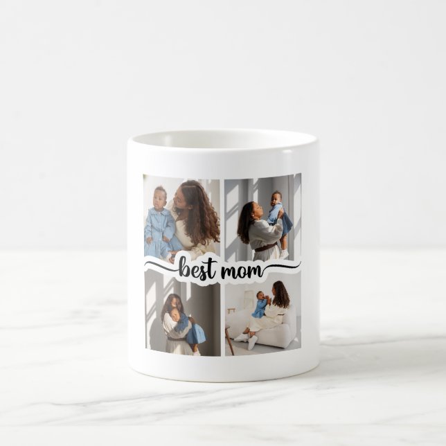Best Mom Personalized 4 Photo Collage Coffee Mug (Center)