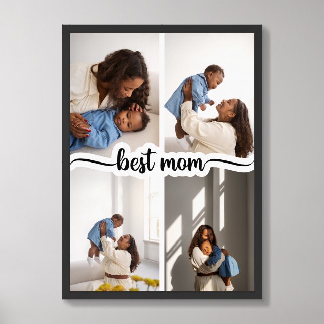 Best Mom Personalized 4 Photo Collage Framed Art