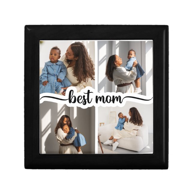 Best Mom Personalized 4 Photo Collage Gift Box (Front)