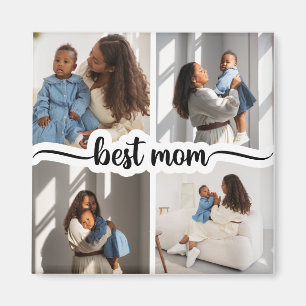 Best Mom Personalized 4 Photo Collage Magnet