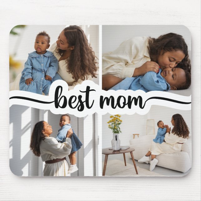 Best Mom Personalized 4 Photo Collage Mouse Pad (Front)