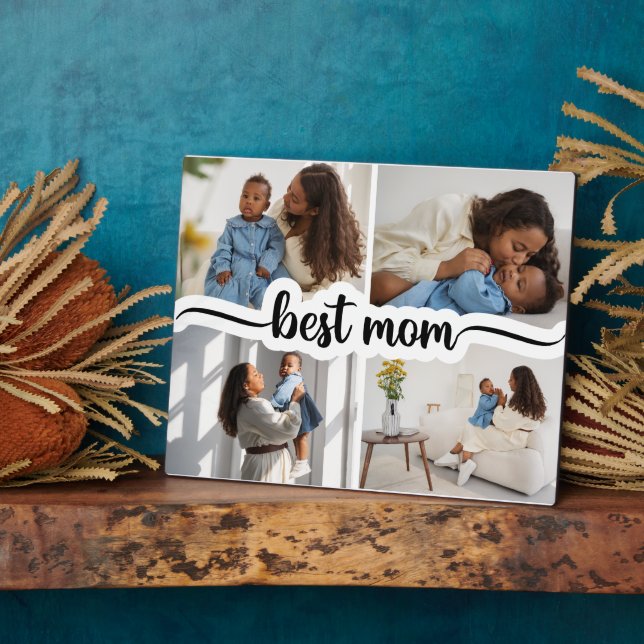 Best Mom Personalized 4 Photo Collage Plaque (Side)
