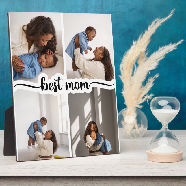 Best Mom Personalized 4 Photo Collage Plaque (Side)