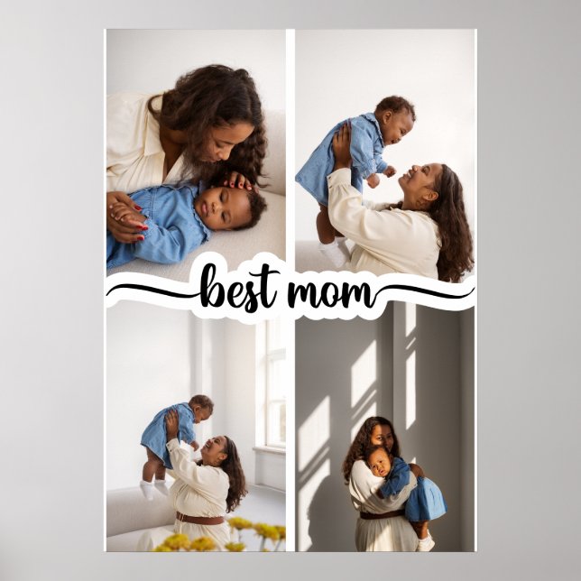 Best Mom Personalized 4 Photo Collage Poster (Front)