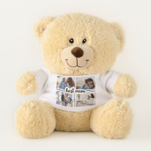 Best Mom Personalized 4 Photo Collage Teddy Bear