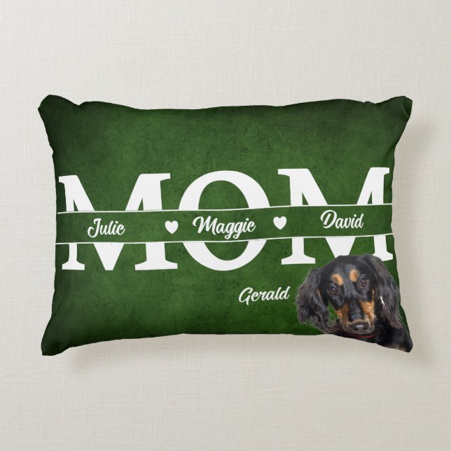 Best Mom Personalized three names plus dog Accent Pillow (Front)