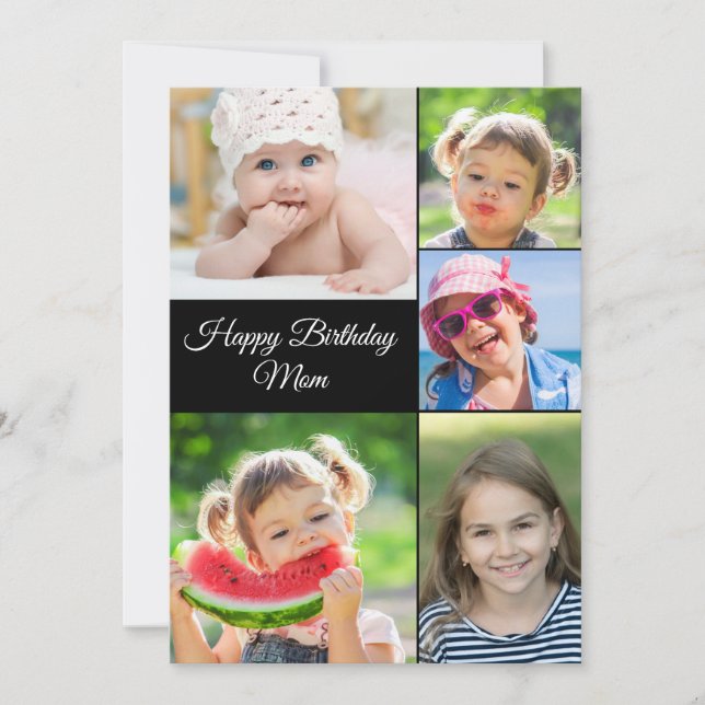 Best Mom Photo Collage Birthday Flat Card (Front)