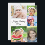 Best Mom Photo Collage Birthday Flat Card<br><div class="desc">Best Mom photo collage birthday flat card. Replace the 5 photos with your own. The best Mom message on back can be changed. Easy to change the name.</div>