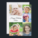 Best Mom Photo Collage Birthday Flat Card<br><div class="desc">Best Mom photo collage birthday flat card. Replace the 5 photos with your own. The best Mom message on back can be changed. Easy to change the name.</div>