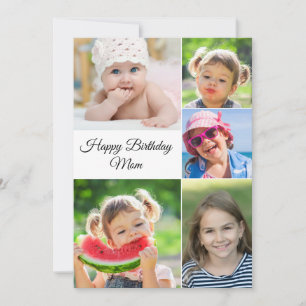 Best Mom Photo Collage Birthday Flat Card