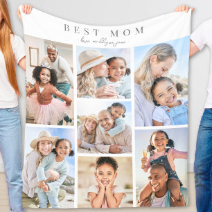Best Mom Photo Collage Fleece Blanket