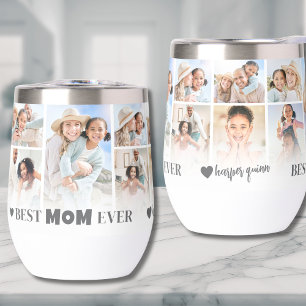 Best Mom Photo Collage Mothers Day Thermal Wine Tumbler