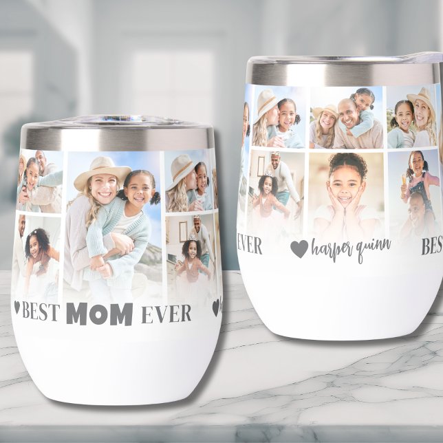 Best Mom Photo Collage Mothers Day Thermal Wine Tumbler (Best Mom Photo Collage Mothers Day Thermal Wine Tumbler)