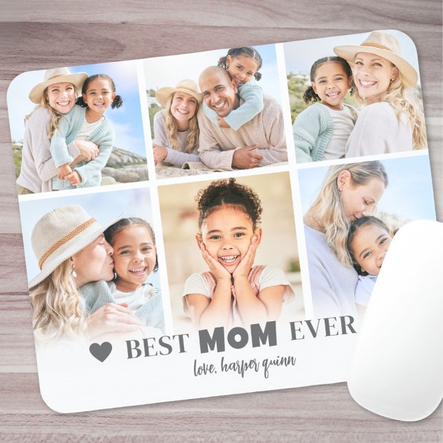 Best Mom Photo Collage Mouse Pad (Best Mom Family Photo Collage Mouse Pad)