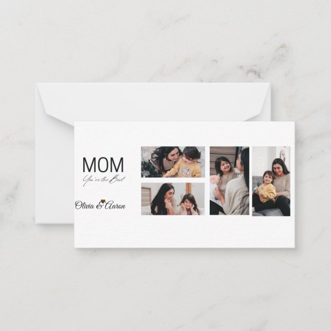 Best Mom Photo Collage Mug Note Card (Front)