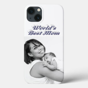 Best Mom photo gray text iPhone 13 Case