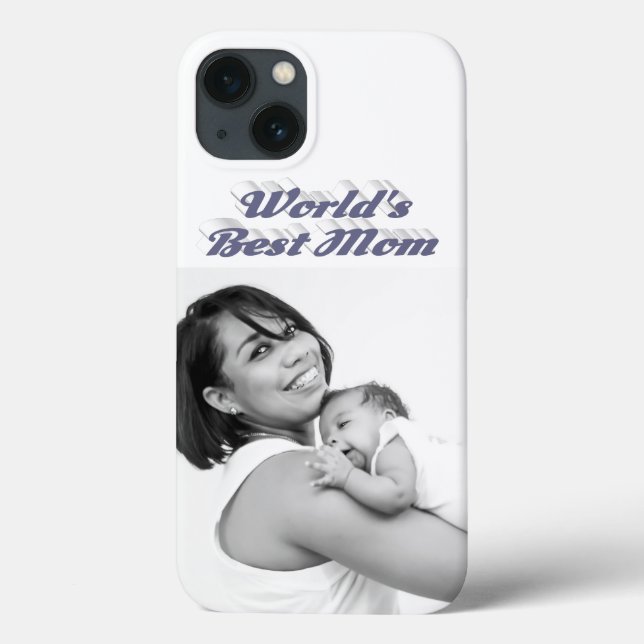 Best Mom photo gray text Case-Mate iPhone Case (Back)