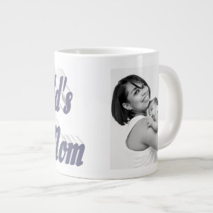 Best Mom photo gray text Giant Coffee Mug
