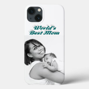Best Mom photo green text iPhone 13 Case