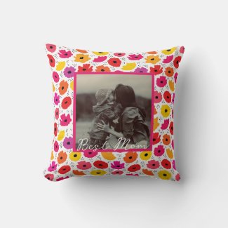 Best Mom Photo Modern Red Poppy Floral Script