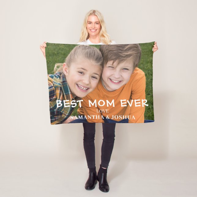 Best Mom Photo Name Fleece Blanket (In Situ)