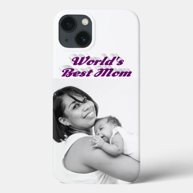 Best Mom photo purple text Case-Mate iPhone Case (Back)
