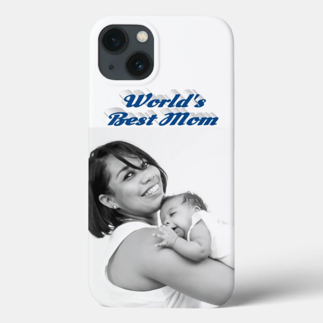 Best Mom photo sea blue text Case-Mate iPhone Case (Back)