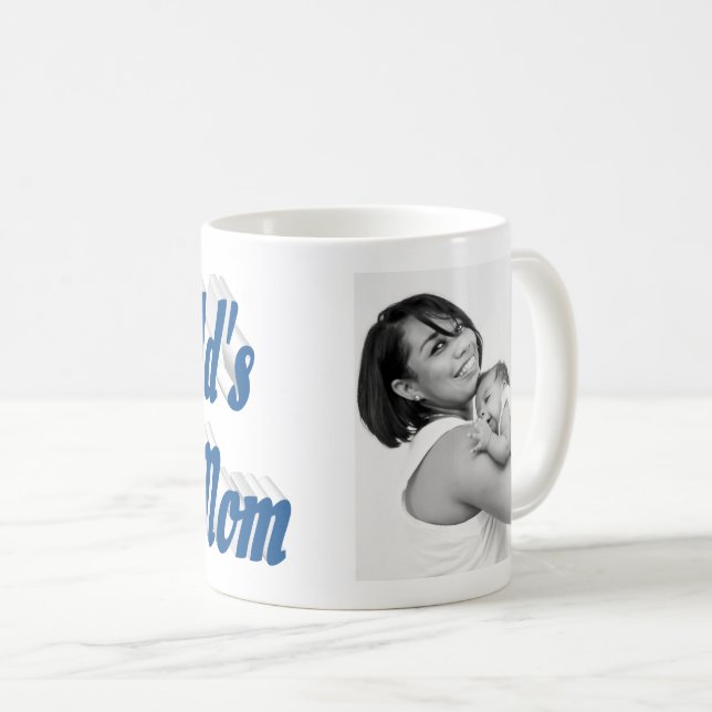 Best Mom photo sea blue text Coffee Mug (Front Right)