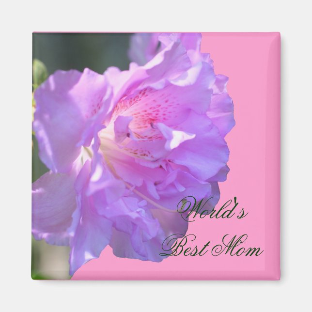 Best Mom Pink Azalea Flower Photo Magnet (Front)