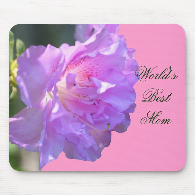 Best Mom Pink Azalea Flower Photo Mousepad (Front)