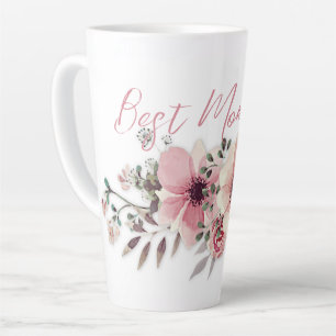 Best Mom Pink Flowers Latte Mug