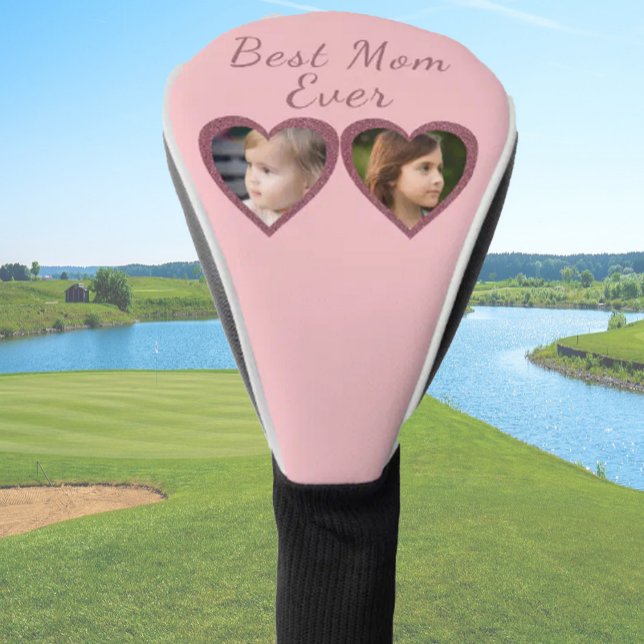 Best Mom Pink Hearts 2 Kids Photo Collage  Golf Head Cover (Creator Uploaded)