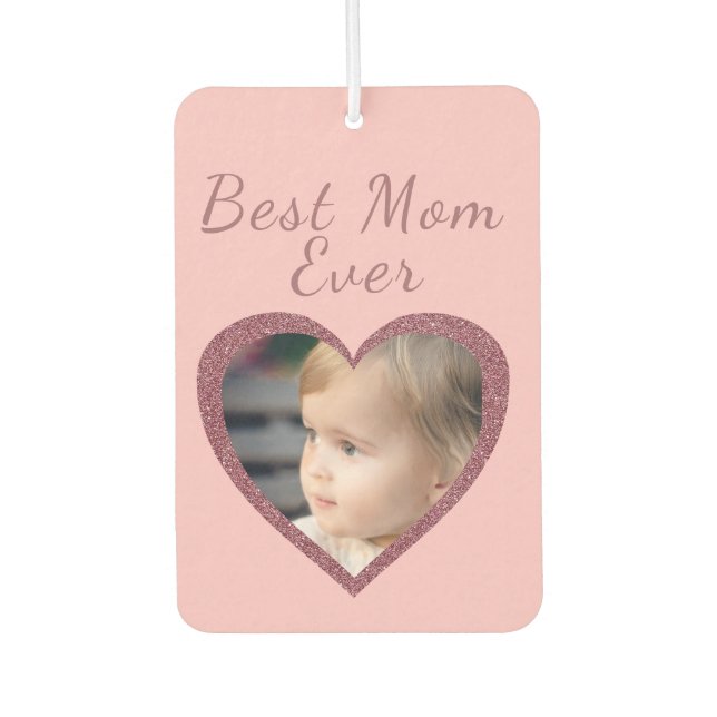 Best Mom Pink Hearts Custom Kids Photo Air Freshener (Front)