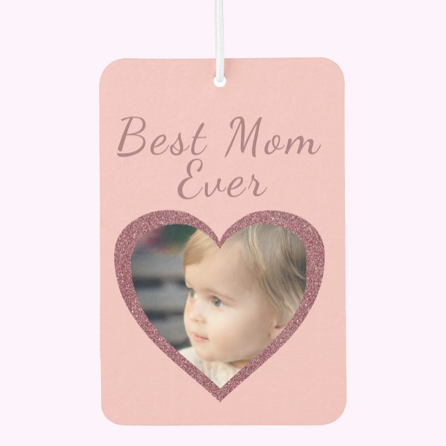 Best Mom Pink Hearts Custom Kids Photo Air Freshener (Creator Uploaded)