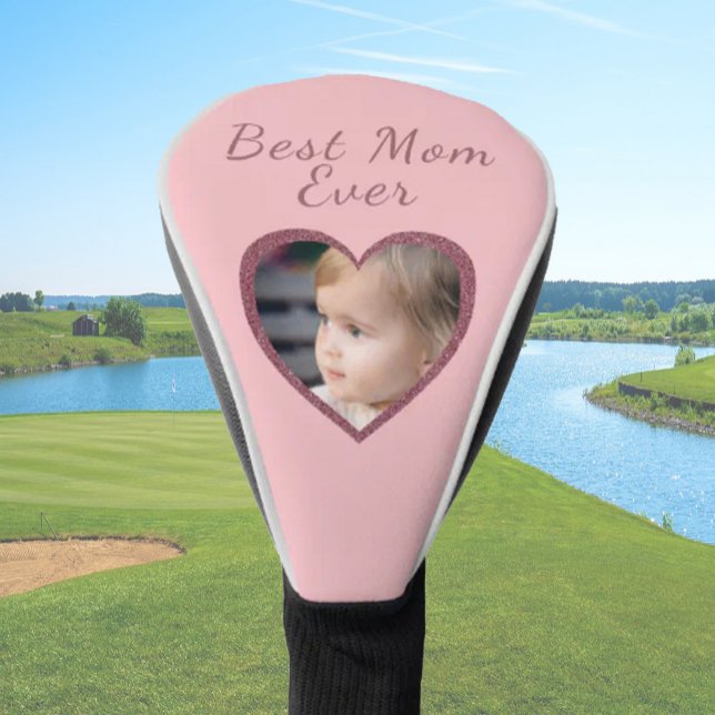 Best Mom Pink Hearts Custom Kids Photo Golf Head Cover (Creator Uploaded)