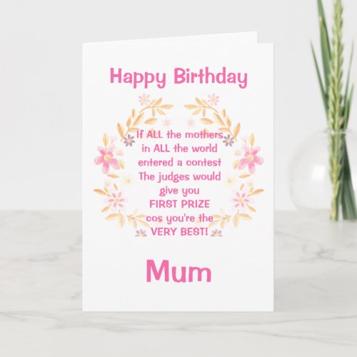 Best Mom Poem Happy Birthday Card