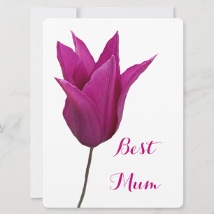 Best Mom pretty pink tulip simple floral elegant Holiday Card