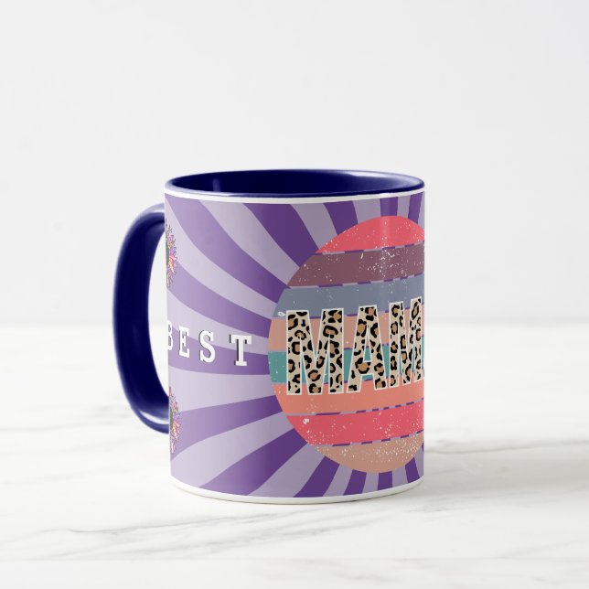 Best Mom Purple Floral Customize Mug (Front Left)
