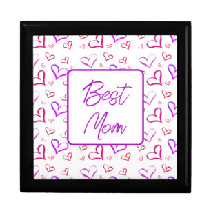 Best Mom Red And Purple Hearts Gift Box